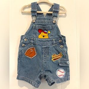 Vintage Winnie The Pooh striped denim overalls